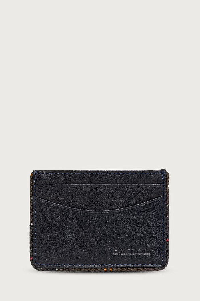 Barbour Etui na karty męskie skórzane granatowy MLG0068