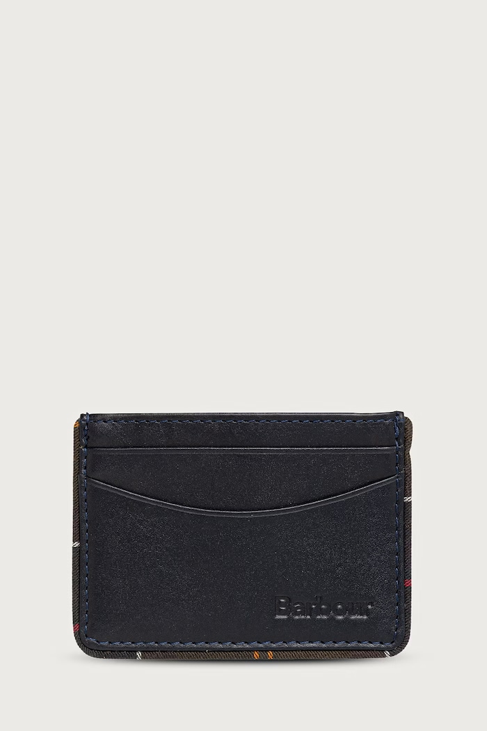 Barbour Etui na karty męskie skórzane granatowy MLG0068