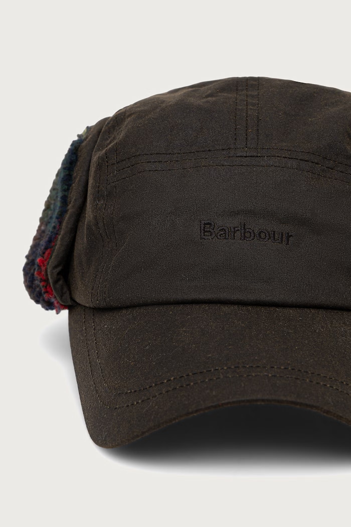 Barbour Czapka uszatka męska bawełniana MHA0981 zielony AW26