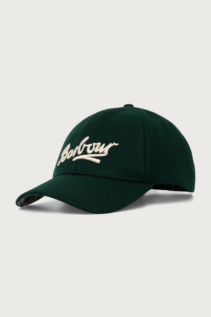 Barbour czapka z daszkiem męska z wełną zielony MHA0971