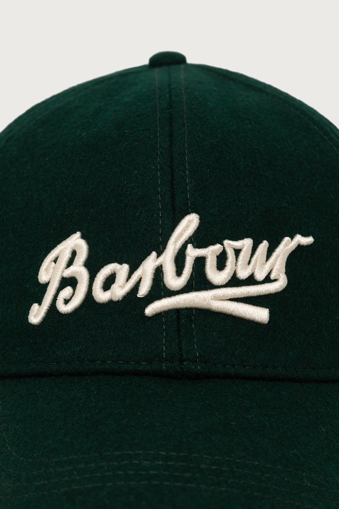 Barbour czapka z daszkiem męska z wełną MHA0971 zielony AW26