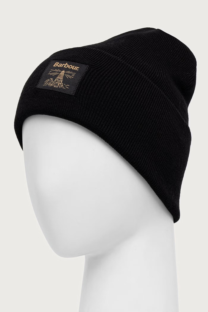Barbour Czapka męska z bawełną MHA0909 czarny AW26