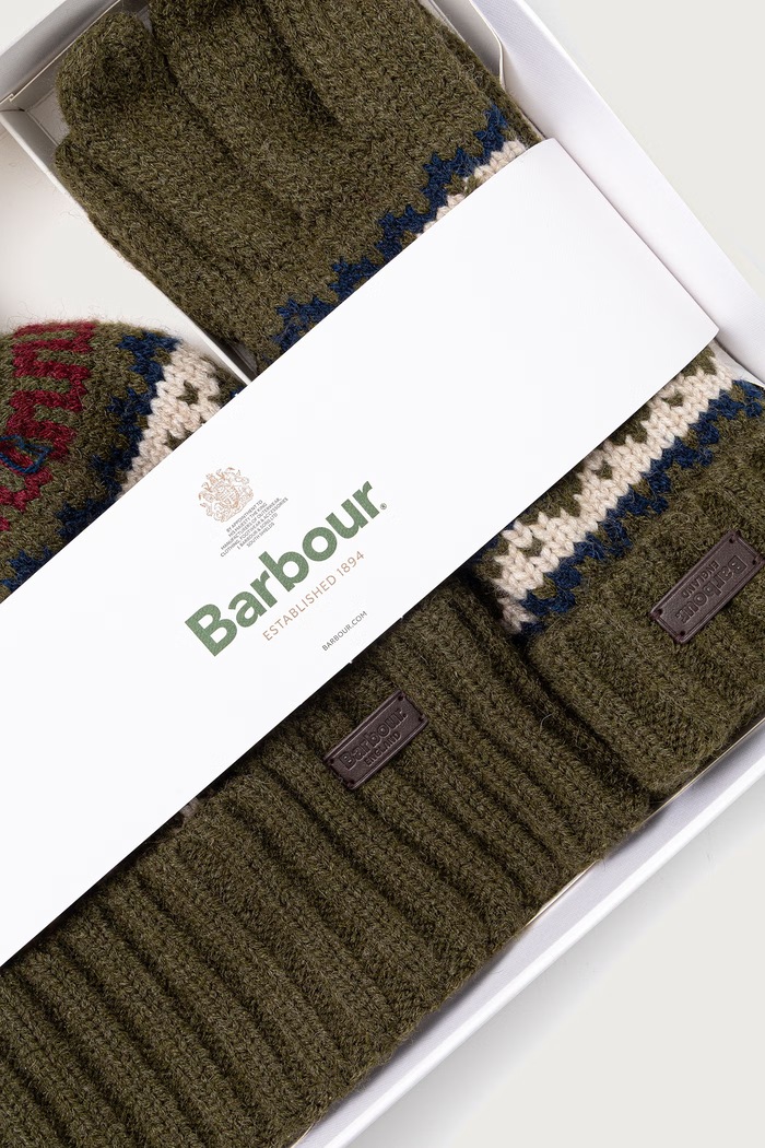 Barbour Czapka i rękawiczki męskie z dodatkiem wełny MGS0109