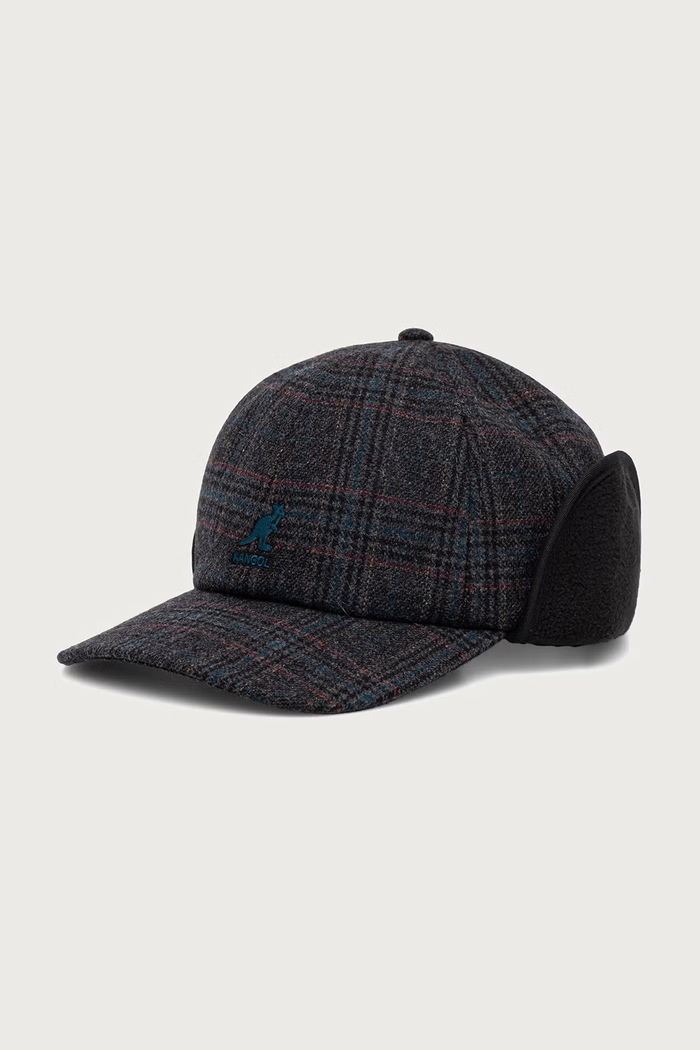 Kangol Czapka z daszkiem męska z wełną PLAID EARFLAPS BASEBALL szary K5509.BM005