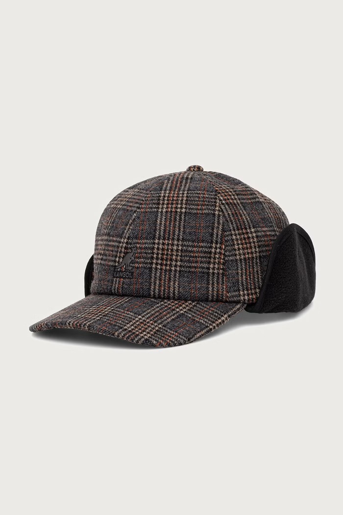 Kangol Czapka z daszkiem męska z wełną PLAID EARFLAPS BASEBALL szary K5509.GM053