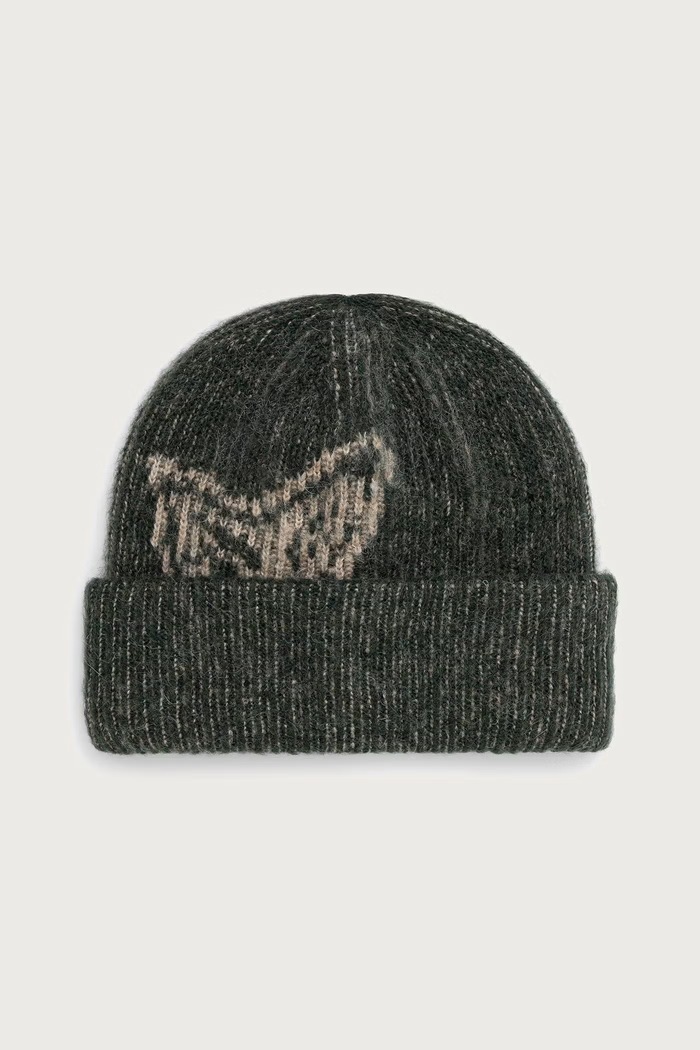 OAS Czapka beanie męska z dodatkiem wełny zielony 805001.9261