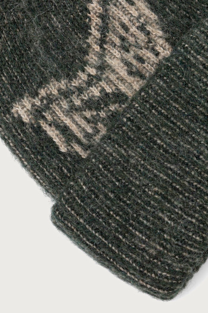 Akcesoria OAS Czapka beanie męska z dodatkiem wełny 805001.9261 zielony