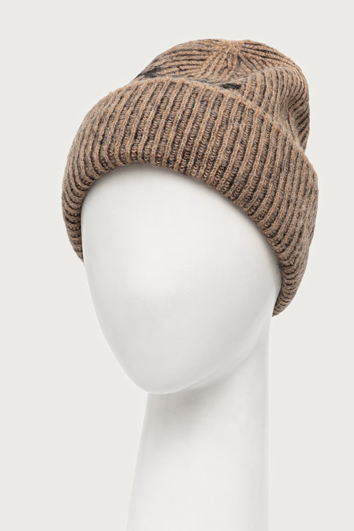 OAS Czapka beanie męska z dodatkiem wełny 805001.9261 brązowy AW26