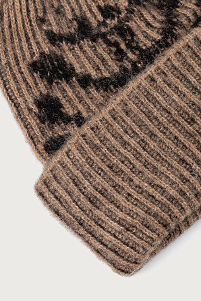 Akcesoria OAS Czapka beanie męska z dodatkiem wełny 805001.9261 brązowy