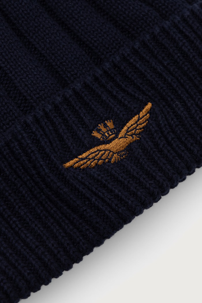 Akcesoria Aeronautica Militare Czapka beanie męska bawełniana CU0098UL00485 granatowy