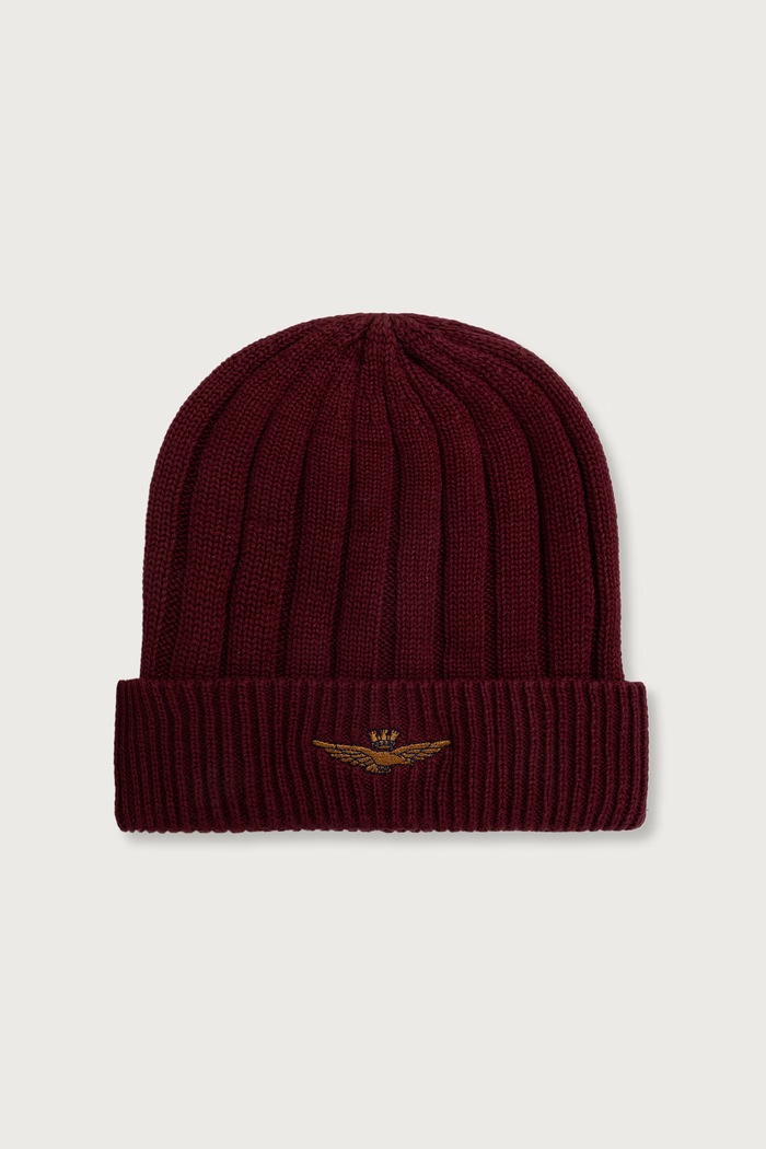 Aeronautica Militare Czapka beanie męska bawełniana bordowy CU0098UL00485