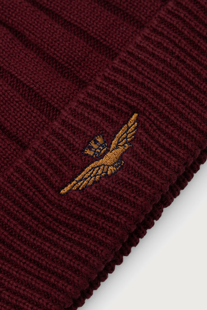Akcesoria Aeronautica Militare Czapka beanie męska bawełniana CU0098UL00485 bordowy