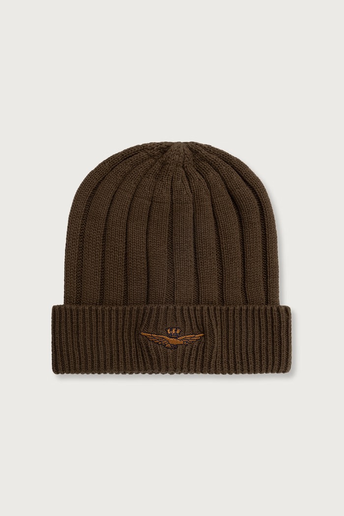Aeronautica Militare Czapka beanie męska bawełniana zielony CU0098UL00485