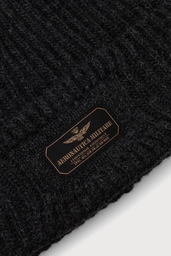 Akcesoria Aeronautica Militare Czapka beanie męska z dodatkiem wełny CU0096UL00491 szary