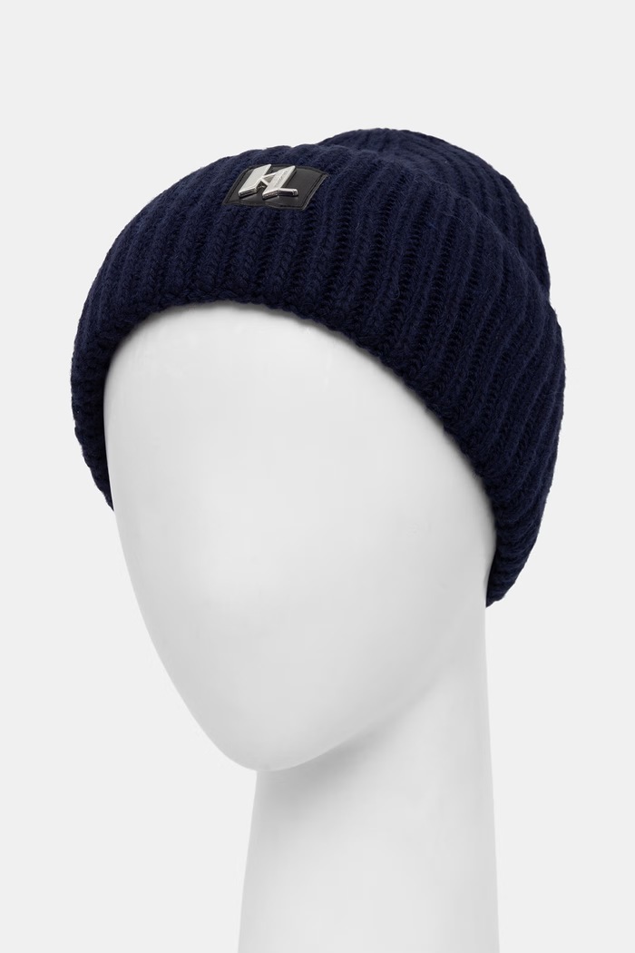 Karl Lagerfeld czapka damska z dodatkiem wełny 564325.805601 granatowy AW26