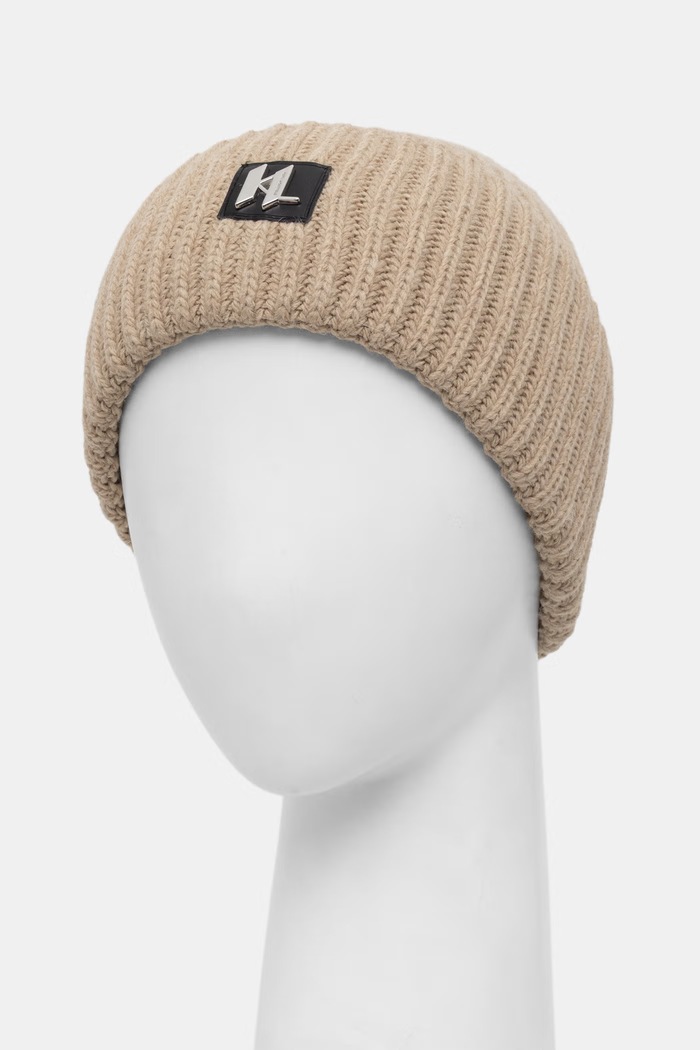 Karl Lagerfeld czapka damska z dodatkiem wełny 564325.805601 beżowy AW26