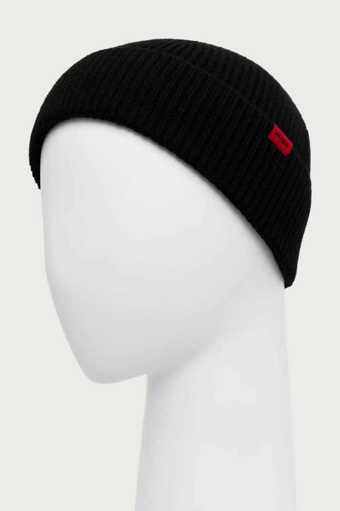 HUGO Σκούφος beanie ανδρικός με μαλλί Xisk 50571010 μαύρο AW26
