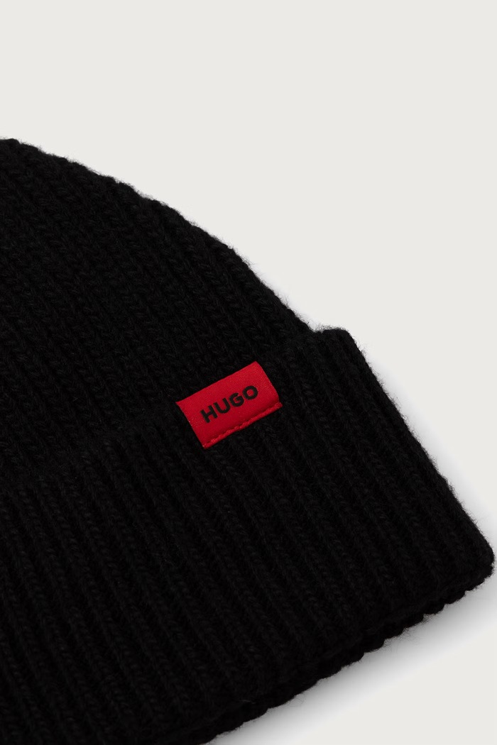 Αξεσουάρ HUGO Σκούφος beanie ανδρικός με μαλλί Xisk 50571010 μαύρο