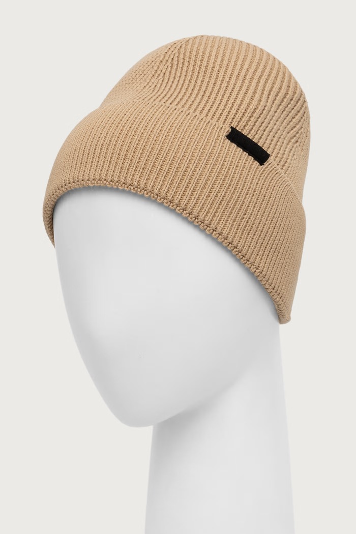 HUGO Czapka beanie męska bawełniana Xential 50570999 beżowy AW26