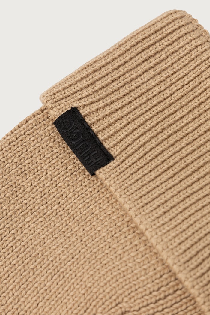 Akcesoria HUGO Czapka beanie męska bawełniana Xential 50570999 beżowy