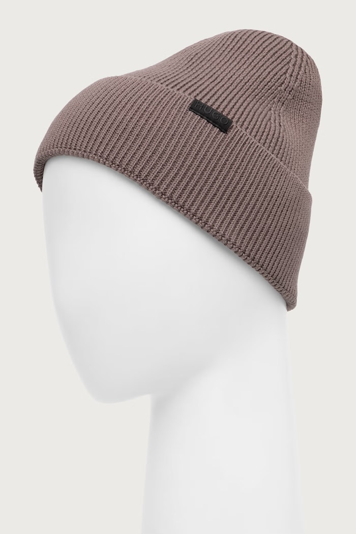 HUGO Czapka beanie męska bawełniana Xential 50570999 brązowy AW26