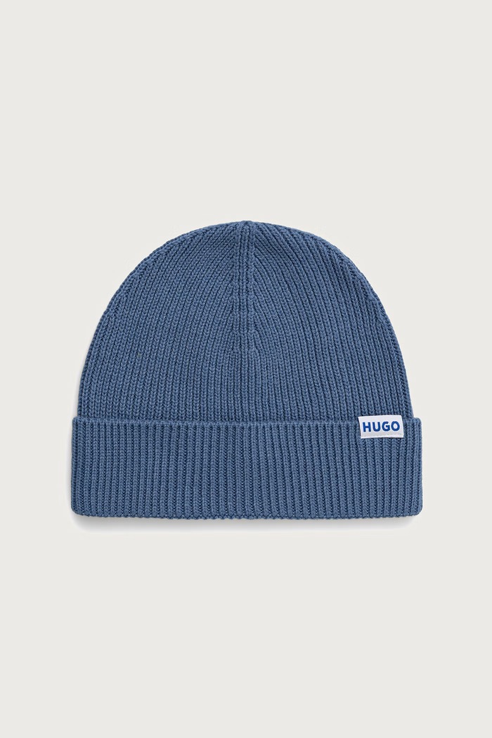 HUGO Blue Čiapka beanie pánska s vlnou Xiav_1 modrá 50572027