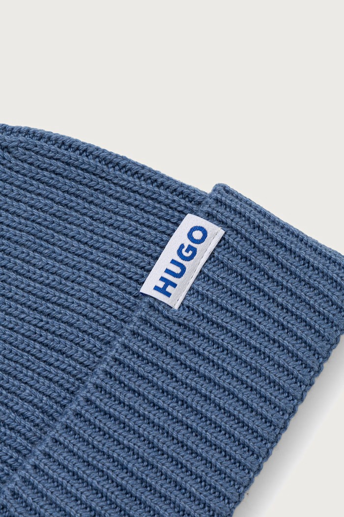 HUGO Blue Čiapka beanie pánska s vlnou Xiav_1 50572027 modrá AW26