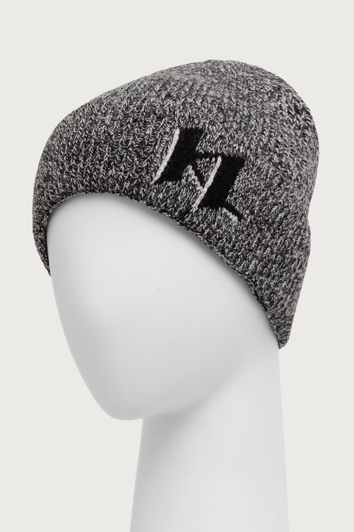 Karl Lagerfeld Čiapka beanie pánska s prímesou vlny B4M33101 čierna AW26