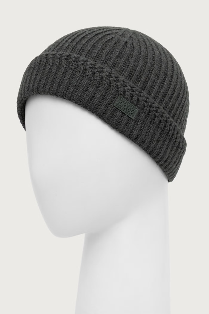 BOSS Orange Czapka męska z wiskozy Avelo_Hat 50569491 zielony AW26