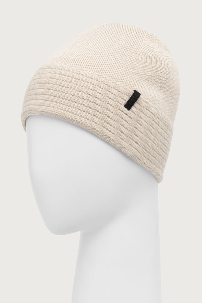 BOSS Green Beanie kapa moška z volno Termix_Beanie 50572038 bež AW26