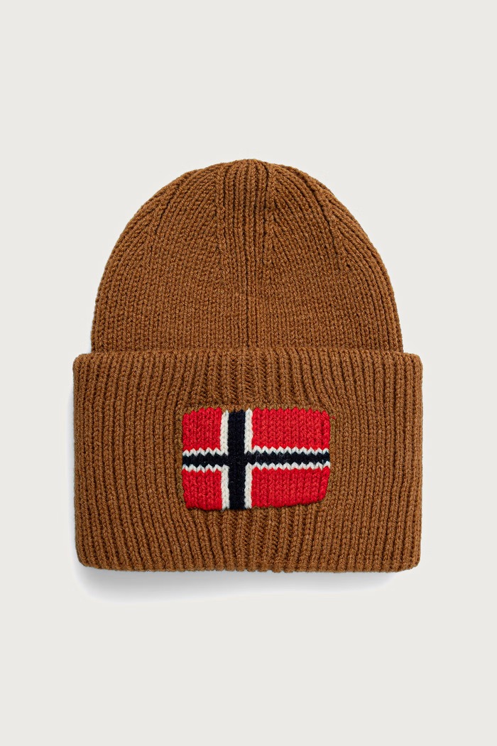 Napapijri Czapka beanie męska z wełną Evei brązowy NP0A8AM2WS21