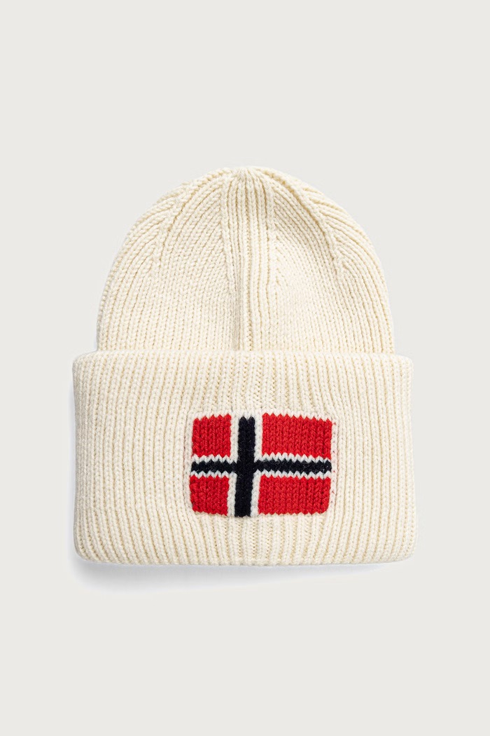 Napapijri Czapka beanie męska z wełną Evei beżowy NP0A8AM2N1J1