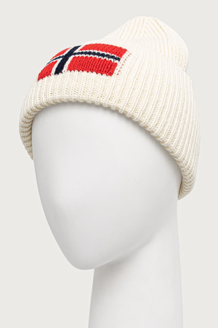 Akcesoria Napapijri Czapka beanie męska z wełną Evei NP0A8AM2N1J1 beżowy