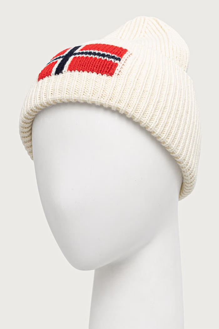 Akcesoria Napapijri Czapka beanie męska z wełną Evei NP0A8AM2N1J1 beżowy