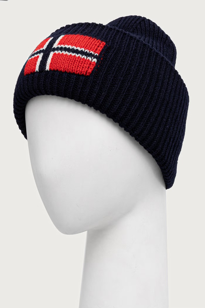 Akcesoria Napapijri Czapka beanie męska z wełną Evei NP0A8AM21761 granatowy