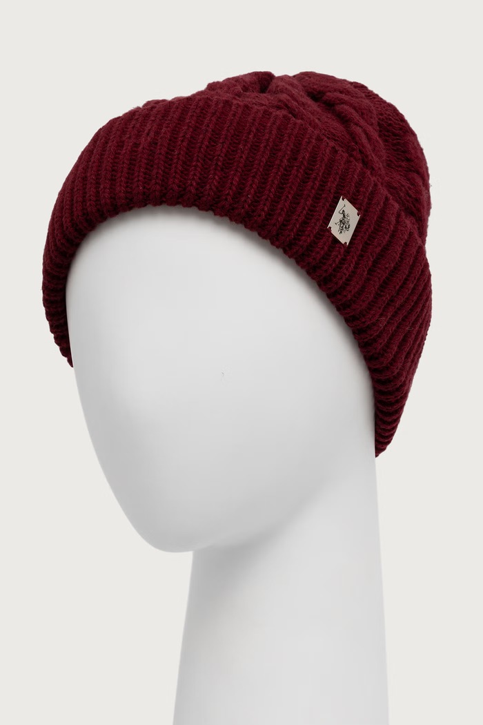 U.S. Polo Assn. Σετ ανδρικό από πρόσμιξη μαλλιού CABLE KNIT SET MUP4486 μπορντό AW26