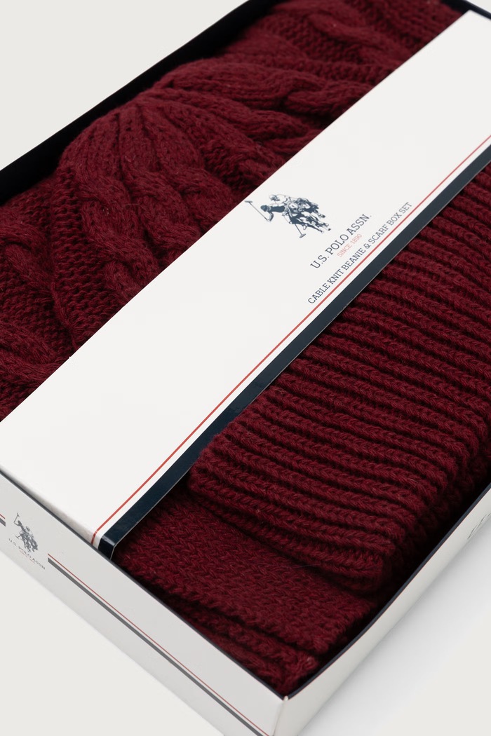 U.S. Polo Assn. Σετ ανδρικό από πρόσμιξη μαλλιού CABLE KNIT SET MUP4486