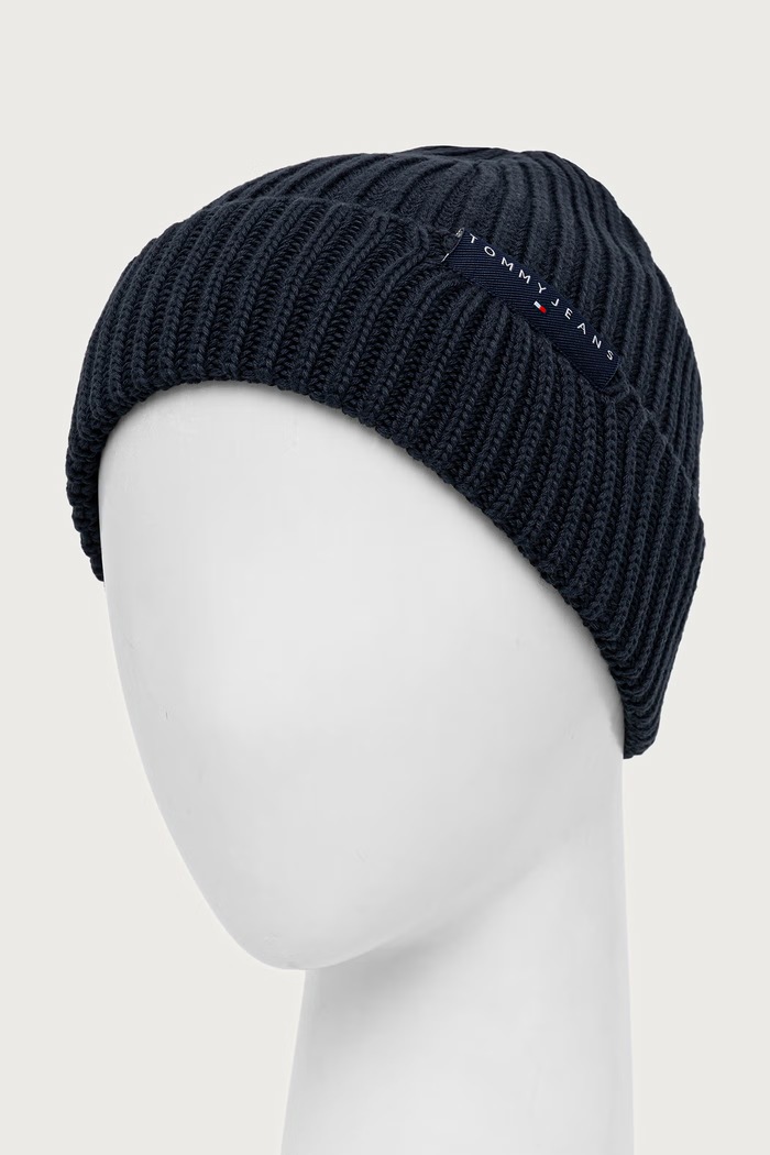 Tommy Jeans Čiapka beanie pánska bavlnená AM0AM14865 tmavomodrá AW26