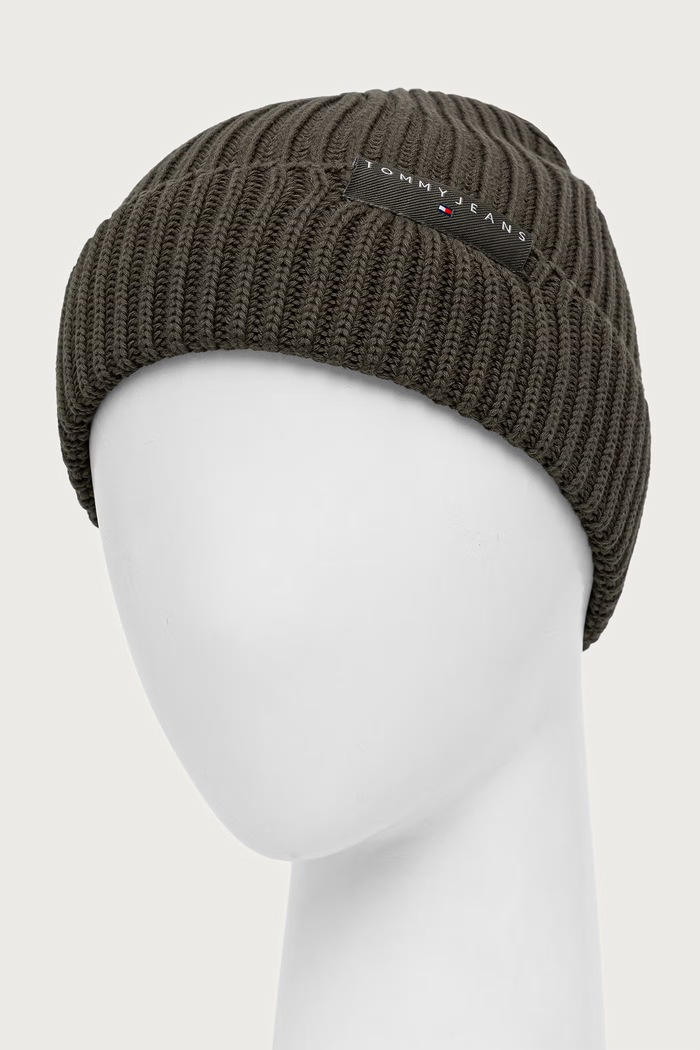 Tommy Jeans Čiapka beanie pánska bavlnená AM0AM14865 zelená AW26