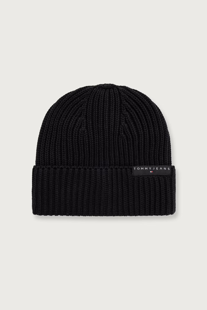 Tommy Jeans Шапка beanie мъжка от памук черен AM0AM14865