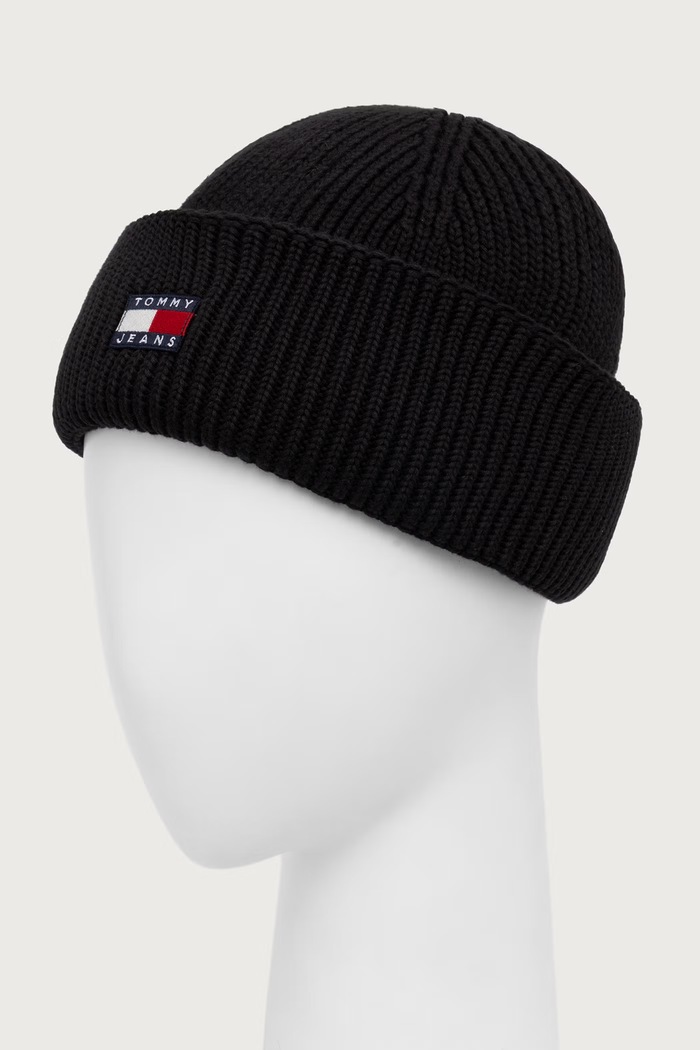 Tommy Jeans Czapka beanie męska bawełniana AM0AM14601 czarny AW26