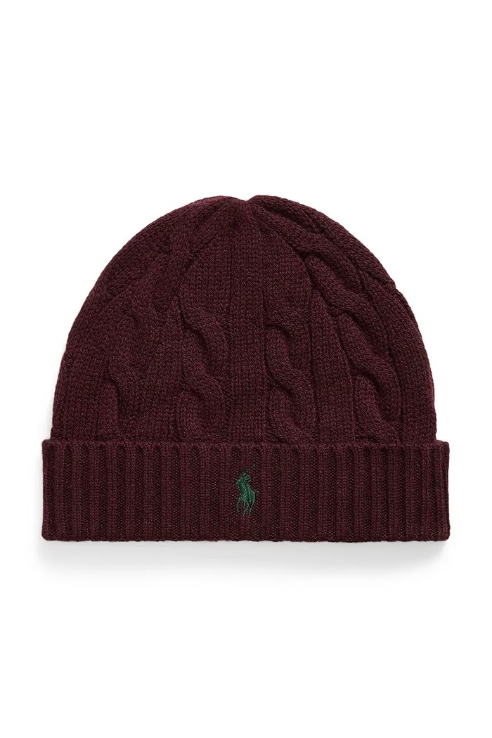 Polo Ralph Lauren Czapka męska wełniana bordowy 710B23668