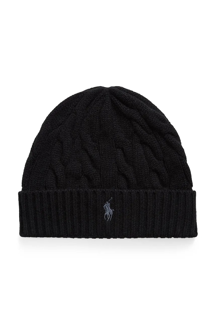 Polo Ralph Lauren Czapka męska wełniana czarny 710B23668