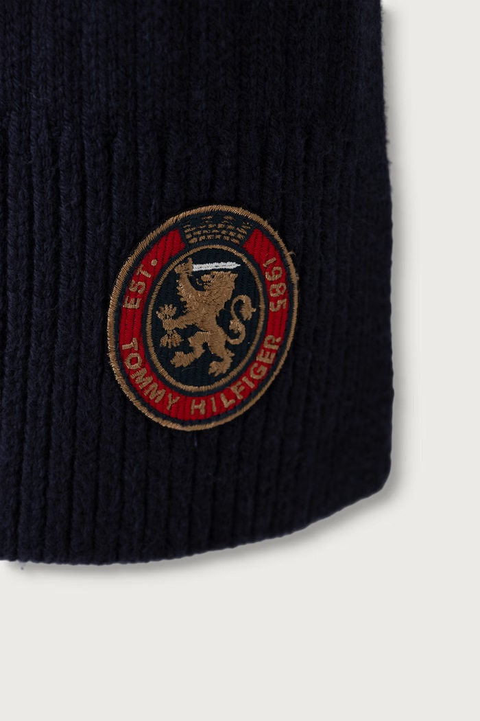 Čepice a šála pánská s příměsí vlny Tommy Hilfiger námořnická modř AM0AM14586
