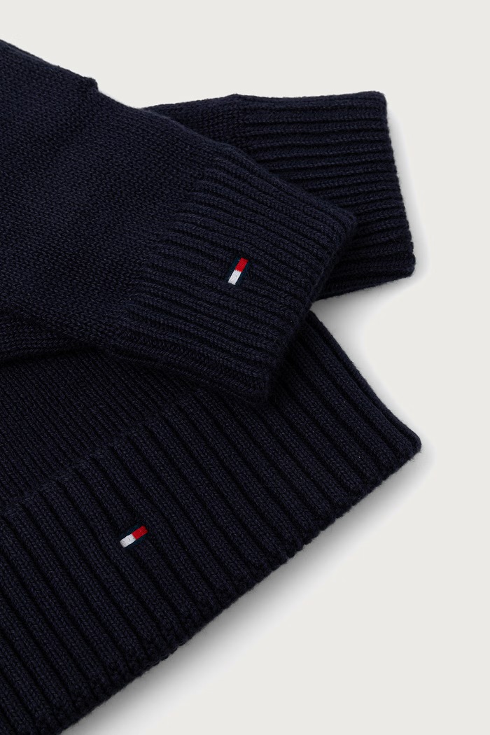 Kapa in rokavice moške z dodatkom kašmirja Tommy Hilfiger AM0AM14585 mornarsko modra