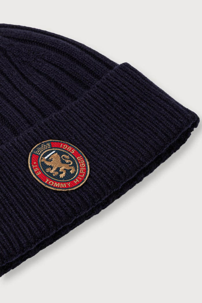 Dodatki Tommy Hilfiger Beanie kapa moška z volno AM0AM14885 mornarsko modra