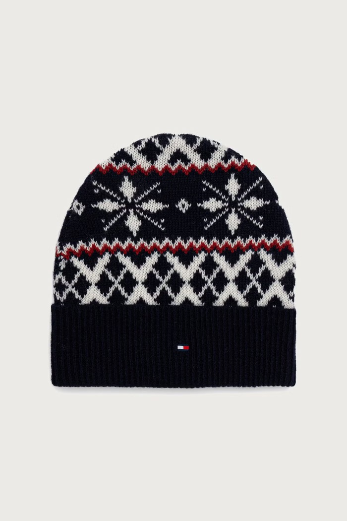 Tommy Hilfiger Beanie kapa moška z volno mornarsko modra AM0AM14860