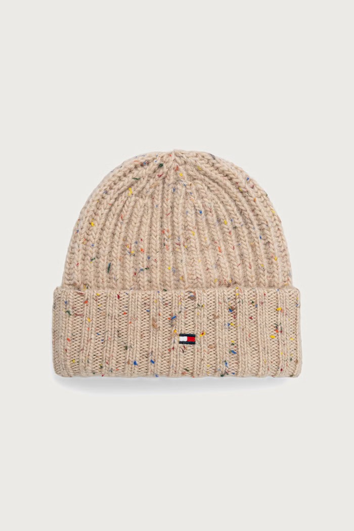 Tommy Hilfiger Beanie kapa moška z volno bež AM0AM14710