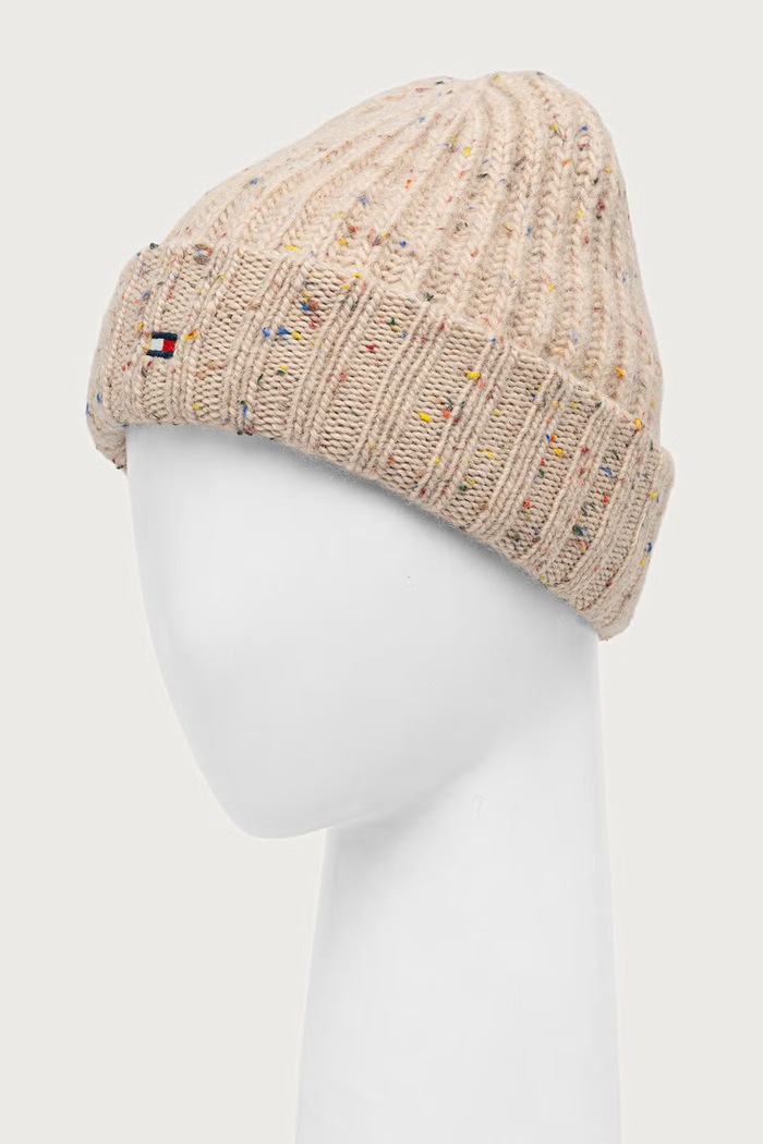 Dodatki Tommy Hilfiger Beanie kapa moška z volno AM0AM14710 bež