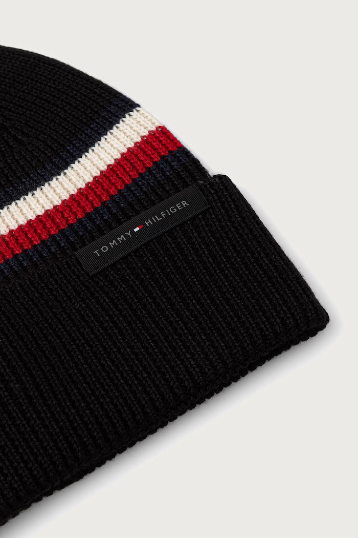 Dodaci Tommy Hilfiger Beanie kapa za muškarce s vunom AM0AM14534 crna